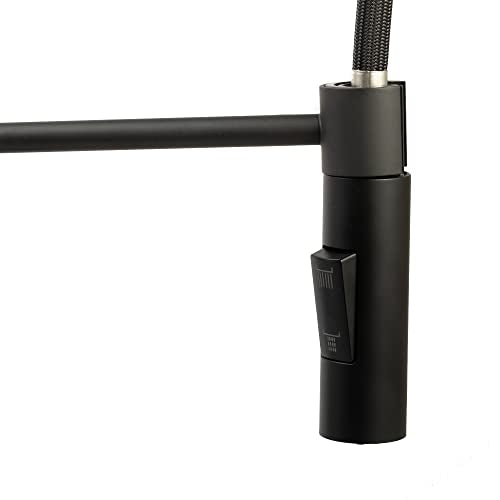 Dura Faucet DF-MK504SLK-MB RV Pull-Down Kitchen Faucet (Matte Black) | High-arc spring pull-down kitchen faucet for RV and camper galleys. Matte Black finish. - color: Matte Black