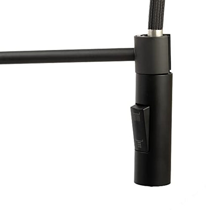 Dura Faucet DF-MK504SLK-MB RV Pull-Down Kitchen Faucet (Matte Black) | High-arc spring pull-down kitchen faucet for RV and camper galleys. Matte Black finish. - color: Matte Black