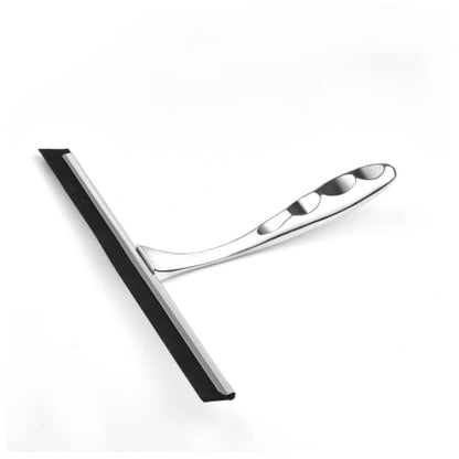 Stainless Steel Shower Squeegee, Silicone Rubber Glass Wiper | With hook, 25.5 x 18 cm, silver or black, for windows, mirrors, shower walls, car glass(10sliver-1hook) - color: 10sliver-1hook