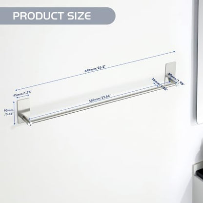 Alise Adhesive Towel Bar Brushed Nickel, 24 Inch Towel Racks for Bathroom | SUS 304 Stainless Steel, Bathroom Towel Holder No Drill, Strong Self Adhesive Towel Bar Wall Mounted - color: Brushed Nickel, size: PJ-24 Inch