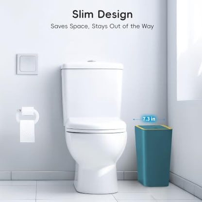 Lysam 4 Gallon Trash Can 3 Packs, Bedroom Trash Can with Lid & Trash Bags | Small Garbage Can Press-Top for Dog Proof, Oder Seal, Waste Basket for Office, Living Room, Bathroom White & Teal & Blue - color: Teal & White & Blue
