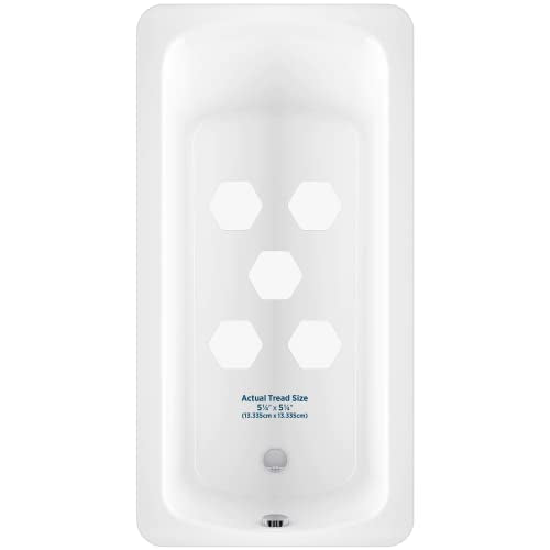 Kahuna Grip Bathtub Bath and Shower 5¼" Hexagon Non-Slip Traction Treads (White) - color: White
