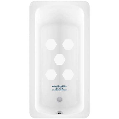 Kahuna Grip Bathtub Bath and Shower 5¼" Hexagon Non-Slip Traction Treads (White) - color: White