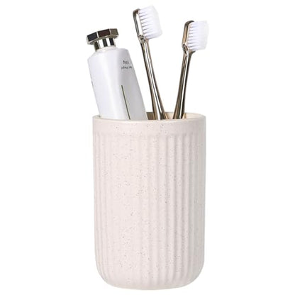 BosilunLife Ceramic Toothbrush Holder - 12oz Bathroom Toothbrush Holder Beige Tooth Brush Holders Tumbler Cups Reusable Toothbrush Mouthwash Cup Small Toothbrush and Toothpaste Holder - color: Beige-vsc, size: striped-cylinder
