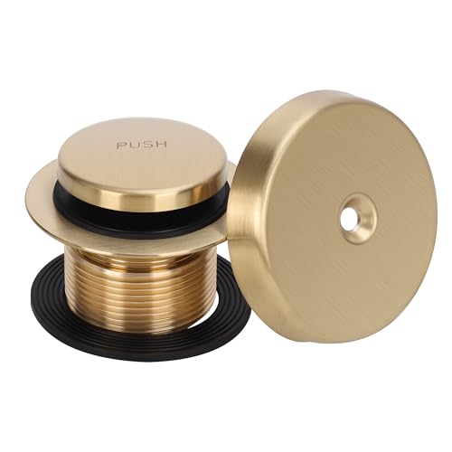 PRIMSOPH Tip-Toe Tub Drain Trim Kit with One Hole Overflow Faceplate Conversion Kit Assembly Universal Fine Coarse Thread Replacement Brushed Gold - color: Brushed Gold, style: One Hole