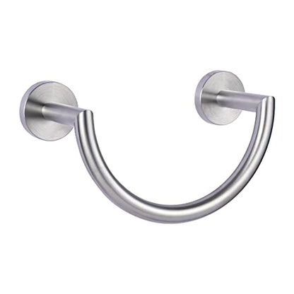 HouseAid Stainless Steel Towel Ring for Bathroom, Hand Towel Holder, Modern Semi-Circular Hand Towel Rack, Wall Mounted, Brushed Nickel - color: Brushed Nickel