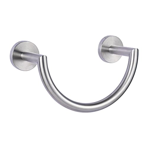 HouseAid Stainless Steel Towel Ring for Bathroom, Hand Towel Holder, Modern Semi-Circular Hand Towel Rack, Wall Mounted, Brushed Nickel - color: Brushed Nickel