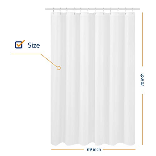 N&Y HOME Fabric Shower Curtain Liner 69 x 70 inches, White | Hotel Quality, Bottom Magnets, Machine Washable, Water Repellent, 69x70 Bathroom Curtain with Grommets - color: White, size: 69"W x 70"L (Pack of 1)