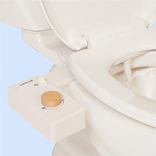 TUSHY Classic 3.0 Bidet Toilet Seat Attachment, Biscuit/Bamboo | Non-Electric, Self Cleaning Water Sprayer, Adjustable Pressure Nozzle, Angle Control, Easy Home Installation - color: Biscuit/Bamboo, style: Cool Water