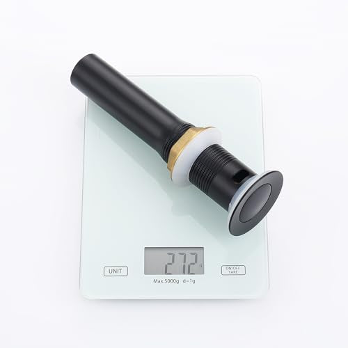 Bathroom Sink Drain Strainer Stainless Steel Black Pop Up Sink Drain Stopper with Detachable Basket Stopper Drain Hair Catcher Assembly Vessel Vanity Lavatory Basin with Overflow, SD40-BK - style: Small Popup Cap-Black