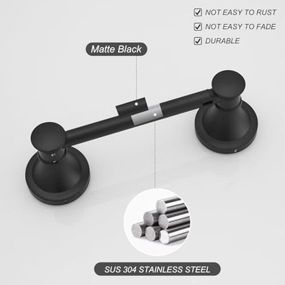 Bathroom Toilet Paper Holder Wall Mount Tissue Holder Matte Black | Rustproof Toilet Tissue Roll Holder, Flexible Double Post Pivoting Handle, Bathroom Accessories SUS304 Stainless Steel - color: Matte Black