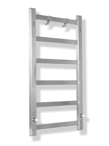 Electric Towel Warmer | Super Thin | with Timer & Temperature Multi-Level Adjustments | Hardwired & Plug-in | 6 Bar Brushed Finish - color: Brushed, size: 6-Bar