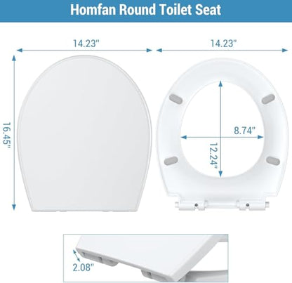 Round Soft Close Short Toilet Seat with Magnetic Non-Slip Hinge, Quick-Release Function, American Standard Fit, White - color: white-02, size: Round