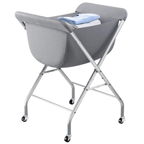 ELYKEN Laundry Basket with Wheels, Collapsible Laundry Hamper, Gray | Removable Liner Bag, Foldable Design, 118L Capacity, Sturdy Metal Frame, 4 Casters, Laundry Cart for Bedroom, Laundry Room - color: Gray, size: 25.6"L x 22"W x 33"H
