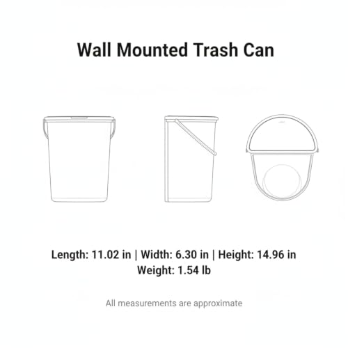 Wall Mounted Trash Can with Lid, 1.06 Gallon Space Saving Waste Bin for Bathroom Kitchen Cabinet Door, Compact PP Plastic Garbage Can