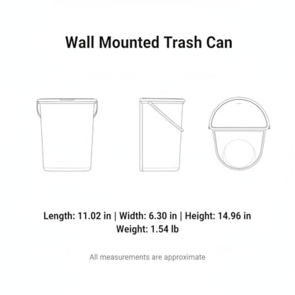 Wall Mounted Trash Can with Lid, 1.06 Gallon Space Saving Waste Bin for Bathroom Kitchen Cabinet Door, Compact PP Plastic Garbage Can