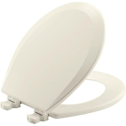 Bemis 500EC Durable Wood Toilet Seat with Easy Clean Hinges, Made in USA, Round, Biscuit - color: Biscuit, size: Round