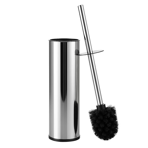 BGL Chrome Toilet Brush and Holder,Stainless Steel Toilet Brushes for Bathroom with Holder - color: Chrome