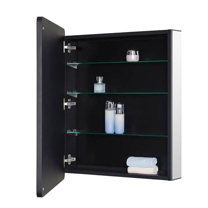 Black Bathroom Mirror Medicine Cabinet with Round Corner Framed Door 24 x 30 inch, Recessed or Surface Mount, with Adjustable Glass Shelves - size: 24 x 30 inch
