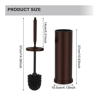 Stainless Steel Toilet Bowl Brush and Holder Set Scrubber Bronze Brown | Weighted Stable Base Removable Inner Tube Toilet Bowl Brush Splash-Proof Design for Deep Cleaning Space Saving Storage - color: Bronze