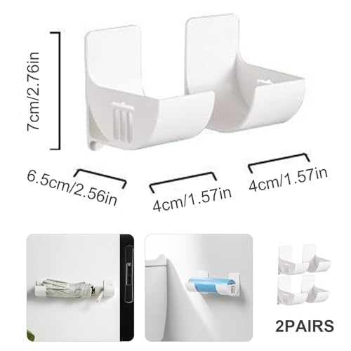 Trash Bag Dispenser, Trash Bag Holder, 4PCS Wall Mounted Trash Bag Dispenser, Waterproof Self-Adhesive Garbage Bag Dispenser, Plastic Bag Holder for Kitchen Bathroom, White