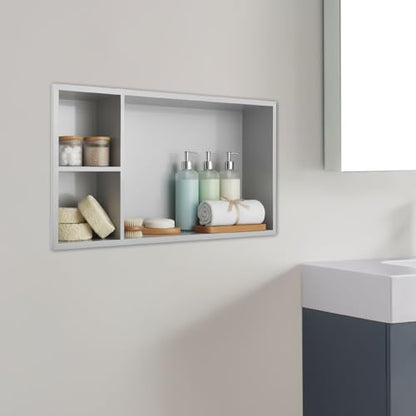 Stainless Steel Shower Niche 24" X 12", No Tile Needed Shower Niche with Shelf, Recessed Wall Niches Insert, Horizontal Bathroom Storage Niches for Bathroom Kitchen Living Room (Silver)