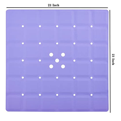 Webos Shower Mat for Textured Surface：Silicone Non Slip Shower Mat Without Suction Cups Foldable - Square Bath Mat for Reglazed Tub Textured Shower Floor (Purple, 21x21) - color: Purple