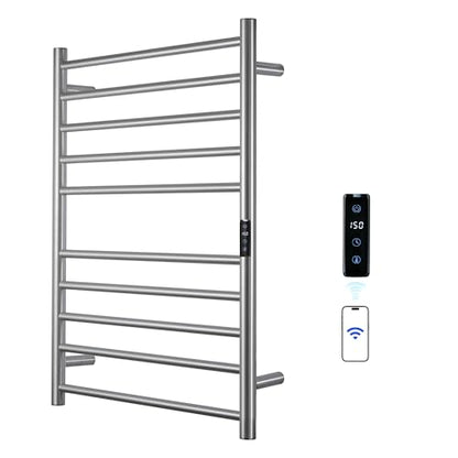 Electric Towel Rack with Voice Control for Alexa & Google Home,TUYA-Wall-Mounted Bathroom Heating Towel Warmer,Stainless Steel Material,31.5x20.08x4.41in,Plug-in,Brushed,10 Bars - color: Brushed With Wifi, size: 10 Bar