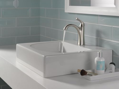 Delta Arvo Brushed Nickel Bathroom Faucet 1 Hole, Single Hole Bathroom Sink Faucet for Vanity, Push-Pop Drain Assembly, Spotshield Stainless 15840LF-SP - color: SpotShield Brushed Nickel