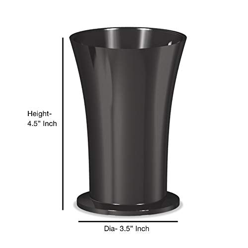 nu steel Midnight Metal Cup for Bathroom Vanity Countertops for Rinsing,Drinking, Storing Dental Accessories and Organizing Makeup Brushes,Eye Liners-Black Nickel