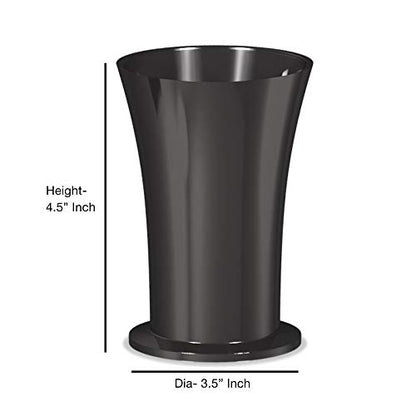 nu steel Midnight Metal Cup for Bathroom Vanity Countertops for Rinsing,Drinking, Storing Dental Accessories and Organizing Makeup Brushes,Eye Liners-Black Nickel