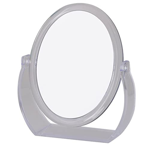 Bath Bliss Double-Sided Free-Standing Swivel Vanity Mirror | Regular & 10X’s Magnification | Make-up & Shaving Use | Freestanding | Tabletop | Rubberized | Clear - color: Clear