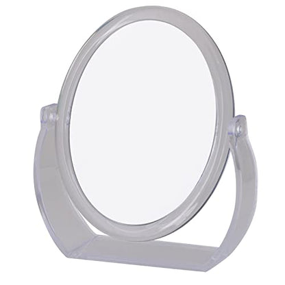 Bath Bliss Double-Sided Free-Standing Swivel Vanity Mirror | Regular & 10X’s Magnification | Make-up & Shaving Use | Freestanding | Tabletop | Rubberized | Clear - color: Clear