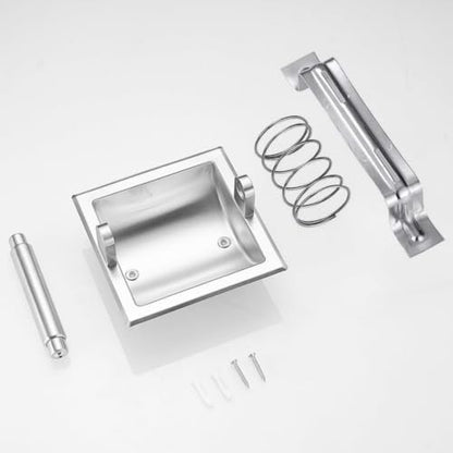Recessed Toilet Paper Holder, Stainless Steel Toilet Roll Holder Silver | Tissue Dispenser Wall Mount for Bathroom Space Saving Design with Mounting Bracket - color: Silver