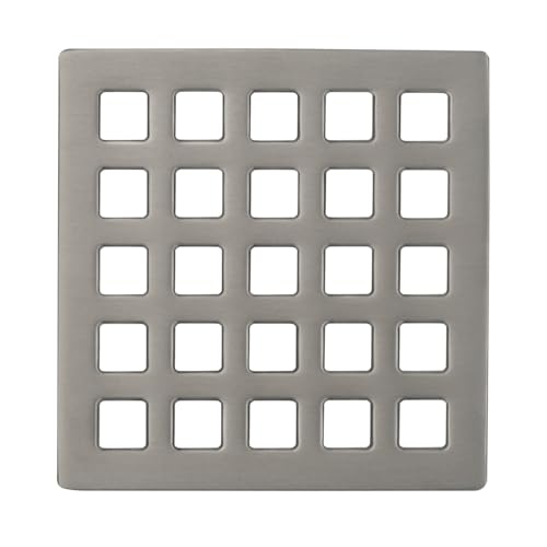 Uni-Green 3-3/4 inch Square Shower Drain Grate - 3.75" Brushed Nickel Shower Floor Drain Cover Replacement - SUS304 Stainless Steel Hair Catcher/Drain Strainer for Bathrooms, Showers - color: Brushed Nickle
