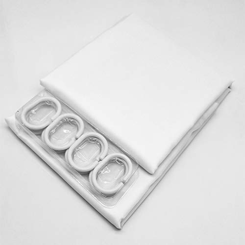 Hibate White (72x78 Inches) Fabric Shower Curtain Liners Hotel Quality Machine Washable Bath Bathroom w/12pcs Hooks - color: White, size: 72"W x 78"L (Pack of 1)