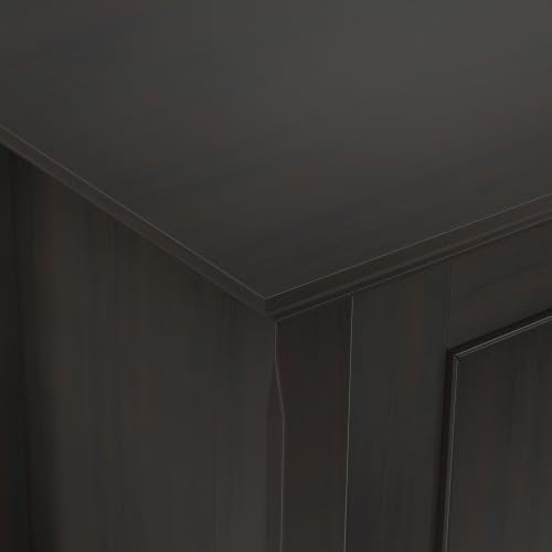 SIMPLIHOME Amherst 32" Wide Solid Wood Cabinet in Hickory Brown | Transitional-style low storage cabinet with adjustable shelves for organized living room, entryway or dining area storage.