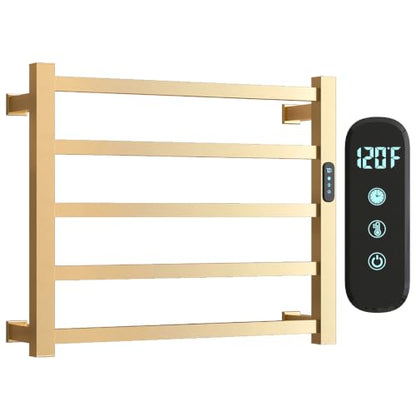 5 Bar Luxury Heated Towel Rack for Bathroom, Wall Mounted Electric Towel Warmer Rack with Timer & Temperature Control, Stainless Steel Towel Heater for Bathroom(Brushed Gold) - size: 5 Bars