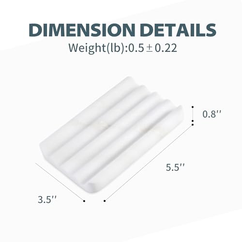 Soap Dish, Marble Soap Holder for Shower, Bar Soap Holder with Water Ripple Design, Easy Cleaning Soap Saver for Kitchen Sink，Bathroom, Executive African Natural Stone Soap Tray(Namib Bianco) - color: Namib Bianco