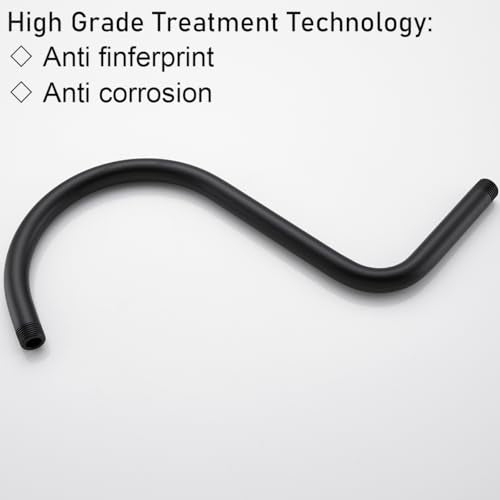 RANDOM S Shaped Shower Head Riser Pipe,Goose Neck Shower Arm 13 Inch Shower Head Extension Arm with Flange,Standard 1/2" Connection,Matte Black.RD-91098-13MB - color: Matte Black
