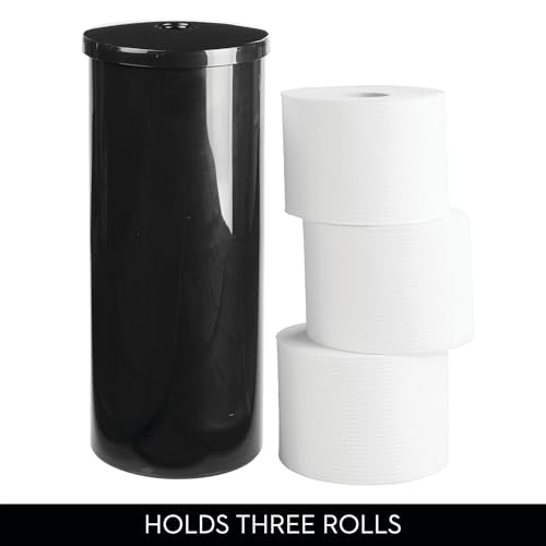 iDesign Freestanding Toilet Paper Canister with Lid, Black | For 3 Extra Rolls, Made in USA - color: Black, size: Pack of 1, style: Lid With Hole