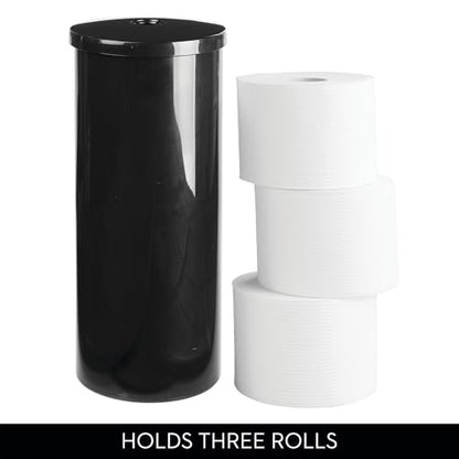 iDesign Freestanding Toilet Paper Canister with Lid, Black | For 3 Extra Rolls, Made in USA - color: Black, size: Pack of 1, style: Lid With Hole
