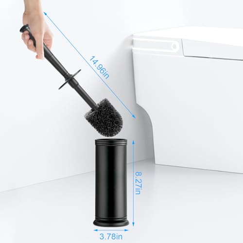 AONEZ Plastic Toilet Brush, Toilet Brush and Holder Set with Long Handle, Covered Holder and Hard Bristles, Toilet Cleaner Brush for Bathroom and Toilet Cleaning