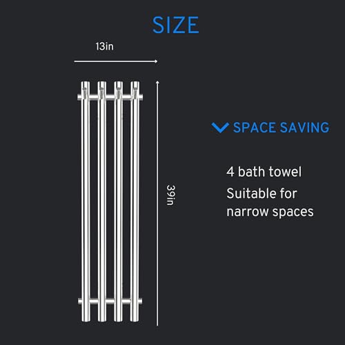 Heated Towel Rack, Towel Warmer with Timer, Wall Mounted hot Towel Warmer Rack for Bathroom, Hardwired or Plug-in Models Vertical Towel Heater Chrome - color: Polished