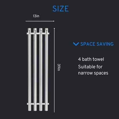 Heated Towel Rack, Towel Warmer with Timer, Wall Mounted hot Towel Warmer Rack for Bathroom, Hardwired or Plug-in Models Vertical Towel Heater Chrome - color: Polished