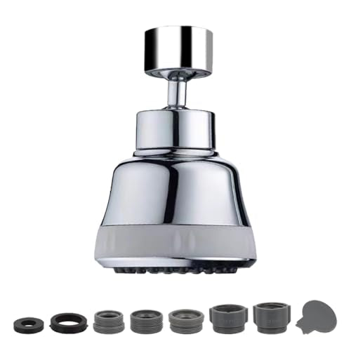 Faucet Aerator Faucet Sprayer Attachment, Kitchen Faucet Head Replacement with 4 Spray Modes, 360° Swivel Faucet Extender Anti-Splash Sink Sprayer Faucet Nozzle Head (Smooth, Silver) - color: Silver, style: Smooth