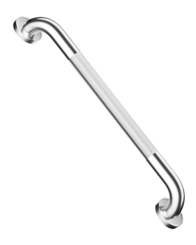 20 Inch Anti Slip Shower Grab Bar, Munzong Satin Brushed Nickel Hand Rail | Stainless Steel Knurled Bathroom Balance Bar Safety Bathroom Support Handicap Elderly Senior Assist Bath Handle - color: Satin Brushed Nickel, size: 20 Inch