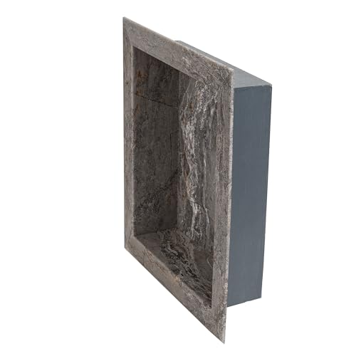 Palisade 17.5 in x 15.5 in Vinyl Shower Niche Spanish Marble | Waterproof Shower Insert - color: Spanish Marble