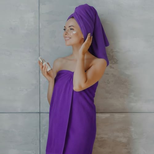 SmoothNovelty 2 Pcs Oversized Bath Towels 40 x 80 Inch, Extra Large Bath Sheets Microfiber Lightweight & Quick Dry, Jumbo Shower Towels for Adults Beach, Gym, Pool, Spa, Travel (Purple) - color: Purple