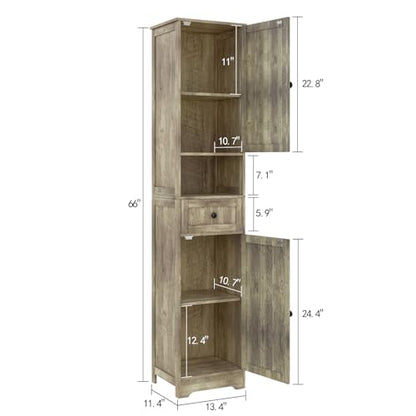 Tall Bathroom Cabinet,Storage Cabinet with 5 Shelves & 1 Drawer, with Adjustable Shelve, for Bathroom, Kitchen, Entryway, Living Room (Gray) - color: Grey